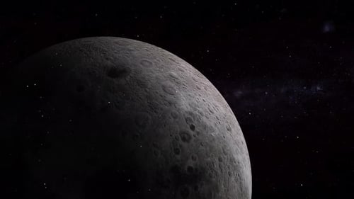 Spinning 3d Realistic Moon Planet In The Space