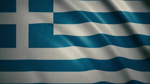 Realistic Waving Flag of Greece Seamless Loop Animation