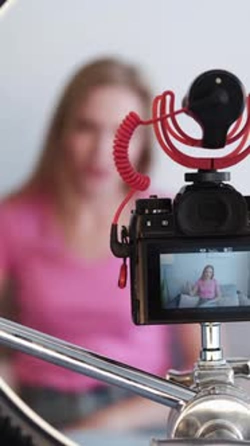 Vertical Camera Recording Content Woman Screen