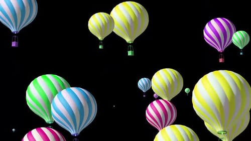 Colorful Striped Hot Air Balloons Floating Background Animation