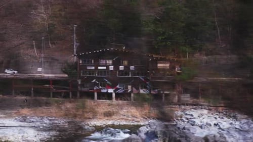 Chasing a truck from the forest, 4K slow motion