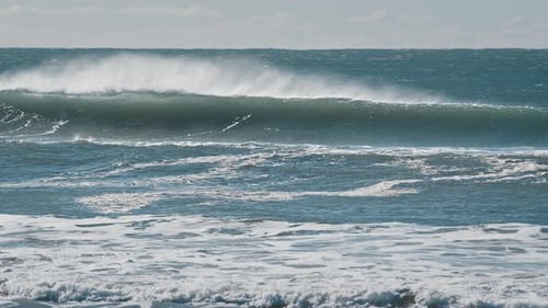 Wave breaks. Powerful Atlantic's Ocean wave breaks on the Brazilian shore