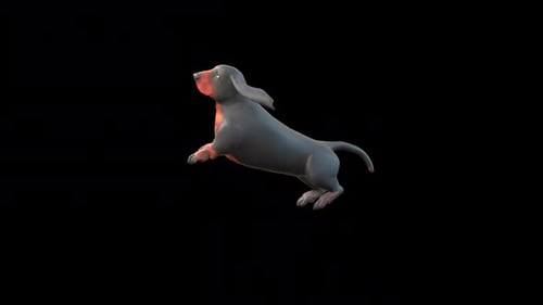 Animated 3D Dachshund Dog Running and Jumping Cycle