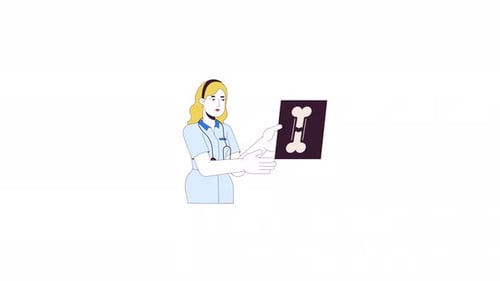 Flat Design Animation of Medical Professional Examining Bone X-ray