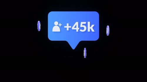 Looping animation of a floating follower counter icon with transparent background.