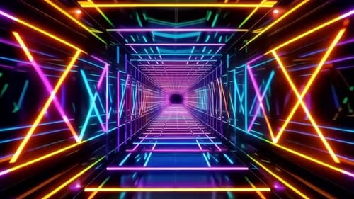 Cyberpunk Neon Light Tunnel VJ Loop Background