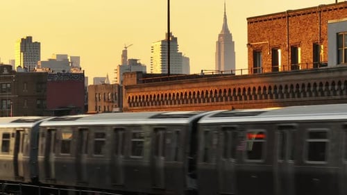 Aerial view of the subway in Brooklyn