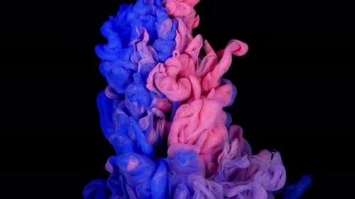 Swirling Blue and Pink Ink Abstract Motion