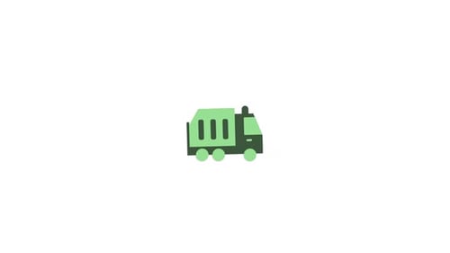 Animated Flat Design Garbage Truck Compacting Waste