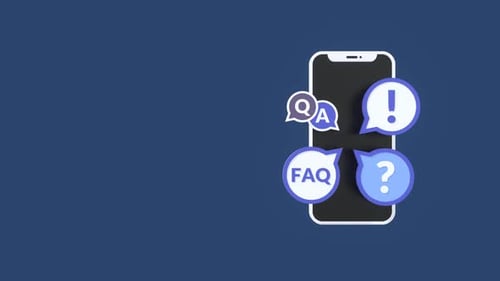 3D Animated Smartphone with Q&A and FAQ Icons