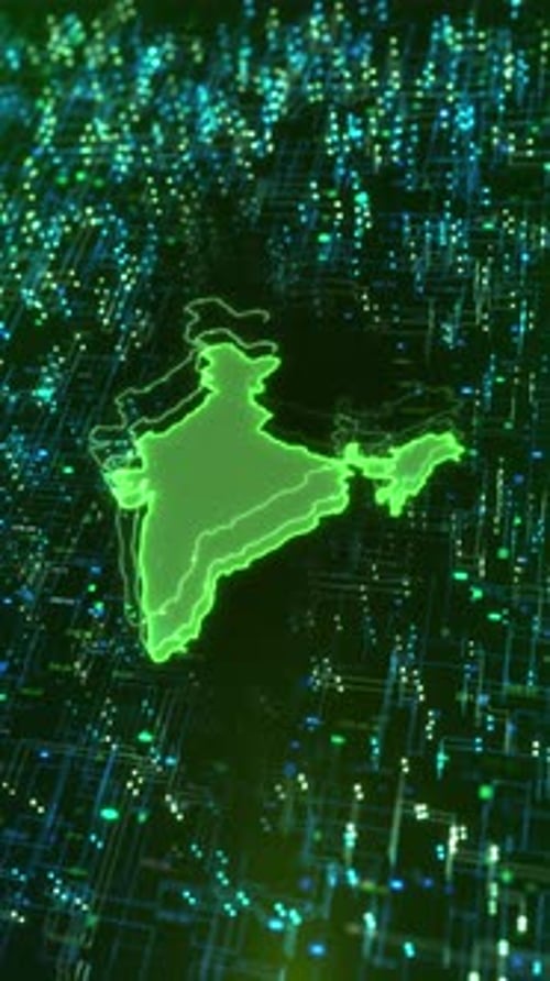 Futuristic Digital Map of India Network Animation