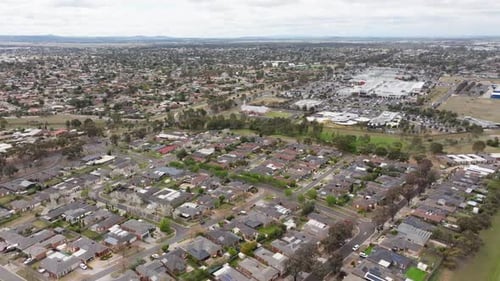 AERIAL Of Melton Suburb West of Melbourne, Australia