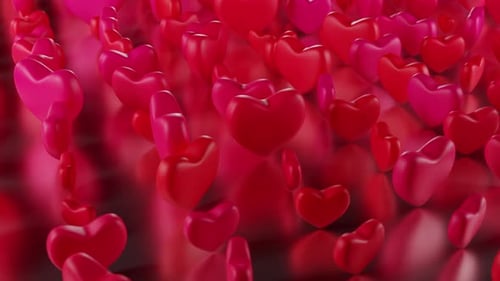 Floor filled with lots of spinning red hearts. Loop animation
