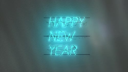 Happy New Year Neon Sign Text Animation