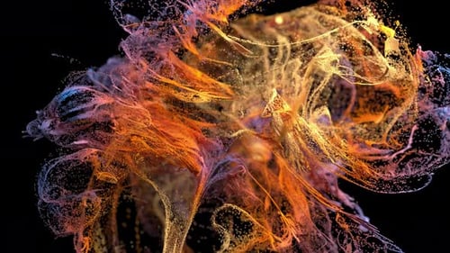 3D-abstrakter Hintergrund, Linien und Punkte, die sich bewegen
