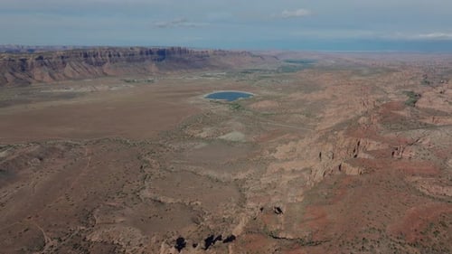 Breathtaking aerial view of Moab showcasing desert surrounding town center