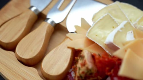Food Trend Gift Aperitivo Party Idea Appetizers Wooden Grazing Board with Different Antipasti