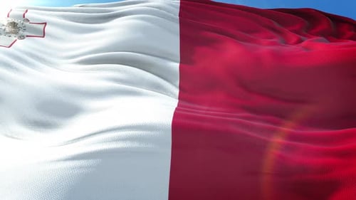 Seamless Loop of Waving Malta Flag in Realistic Wind