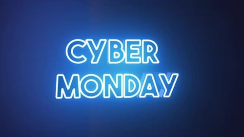 Glowing Neon Cyber Monday 3D Text Reveal