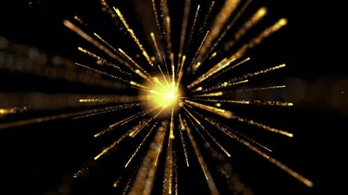 Golden Sparkling Particle Burst Celebration Background