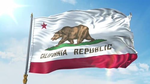 California State Flag Waving Animation on a Clear Sky