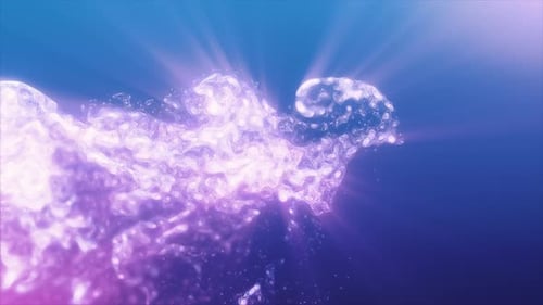 Purple energy glowing magic liquid made of waves and electric