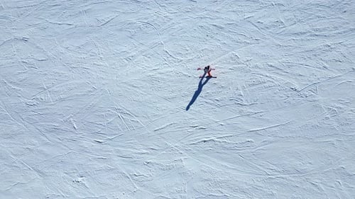 Show of ski athletes in super slow motion