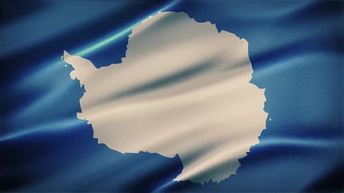Antarctic Continent Outline Waving Flag Animation