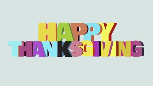 Vibrant Happy Thanksgiving Text with Fluid Distortion Effect