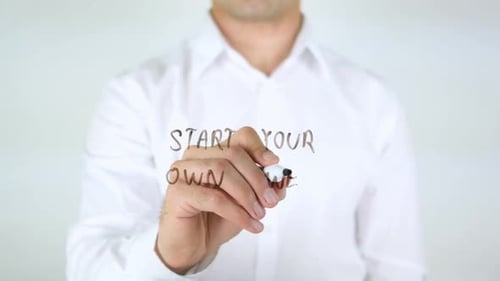 Start Your Own Web, Man Writing on Glass