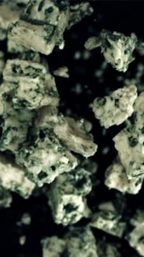 Super Slow Motion Blue Cheese on Black Background Filmed on a Highspeed Camera at 1000 Fps