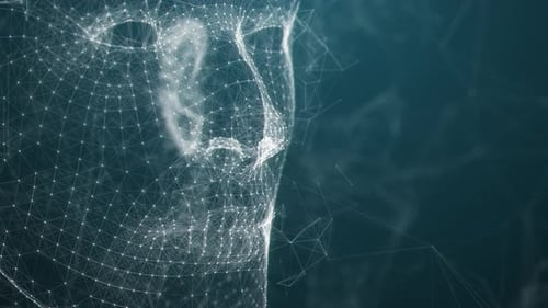 Artificial Intelligence Humanoid Head AI with Digital Brain Big Data Analysis Information and Neural