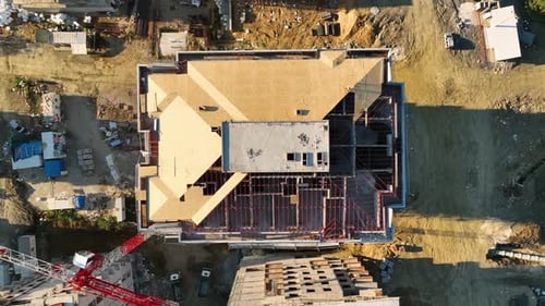 Aerial View of Installation of a TPO Flat Roof