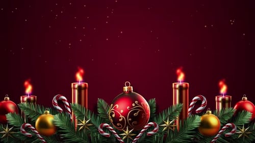 Animated Christmas Garland with Candles and Ornaments