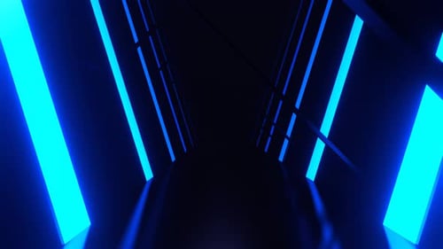 Blue And Orange Neon Strobe Corridor With Asymmetrical Frames Background Vj Loop I 4K