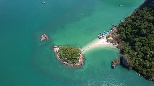 Aerial View of Koh Pakbia or Phak Bia Island in Krabi Thailand