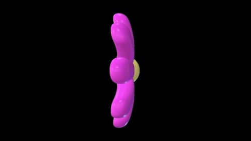Stylized Pink Flower with Yellow Center