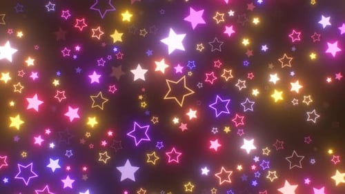 Colorful Neon Glowing Stars Animation Background