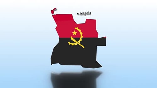 3D Animated Angola Map with Flag and Location Pin