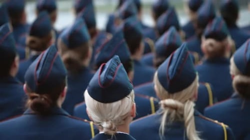 Women in Uniform Standing in Formation