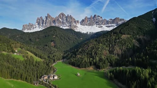 Spring Landscape in Italian Dolomites Alps
