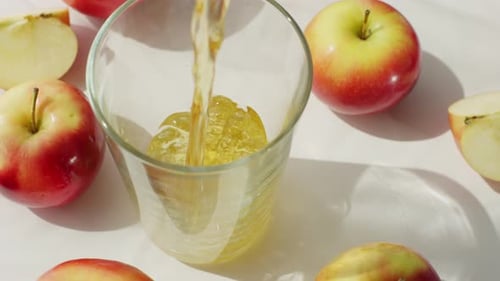 Apple Juice Being Poured Into a Glass