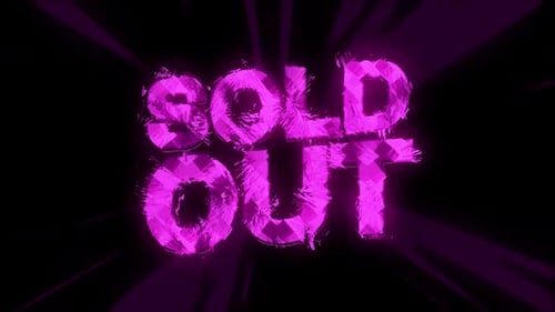 Sold Out Text Reveal Glowing Neon Shattered Animation
