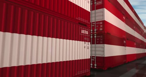 Austria export cargo containers in row endless