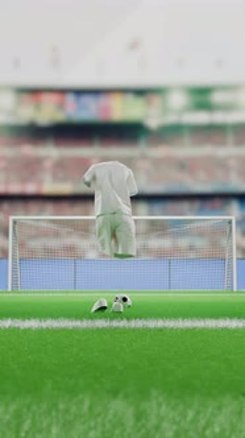 3D Animated Football Kick Towards Goal in Stadium