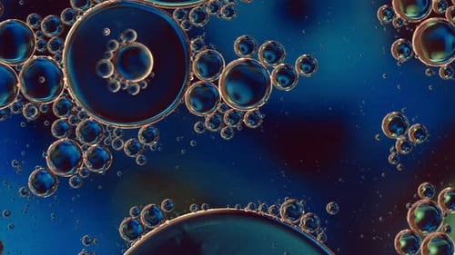 Abstract Blue and Green Liquid Spheres