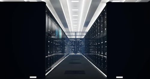 The Server Room Data Center Storage With Lights 3D Rendering In The Office