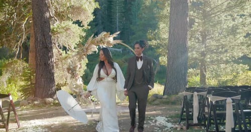 Two Women Celebrate Wedding in the Woods