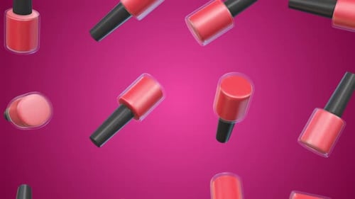 Animated 3D Nail Polish Bottles Loop Background