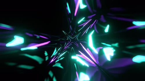 Spektakulärer abstrakter, transformierender Glow-Hintergrund in Lila und Türkis VJ Loop in 4K